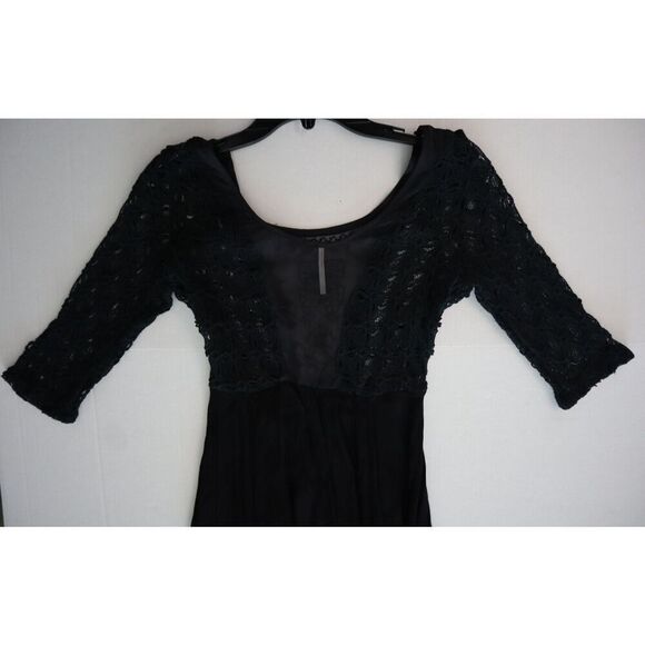 Free People Women's z 4 Black Embroidered Lonesome Dove High-Low Hem Dress - Picture 8 of 16